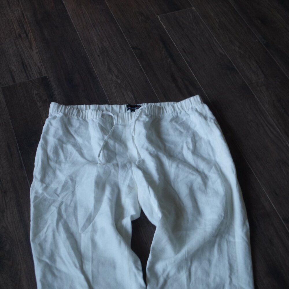 Ladies Plus Size Linen White Pants